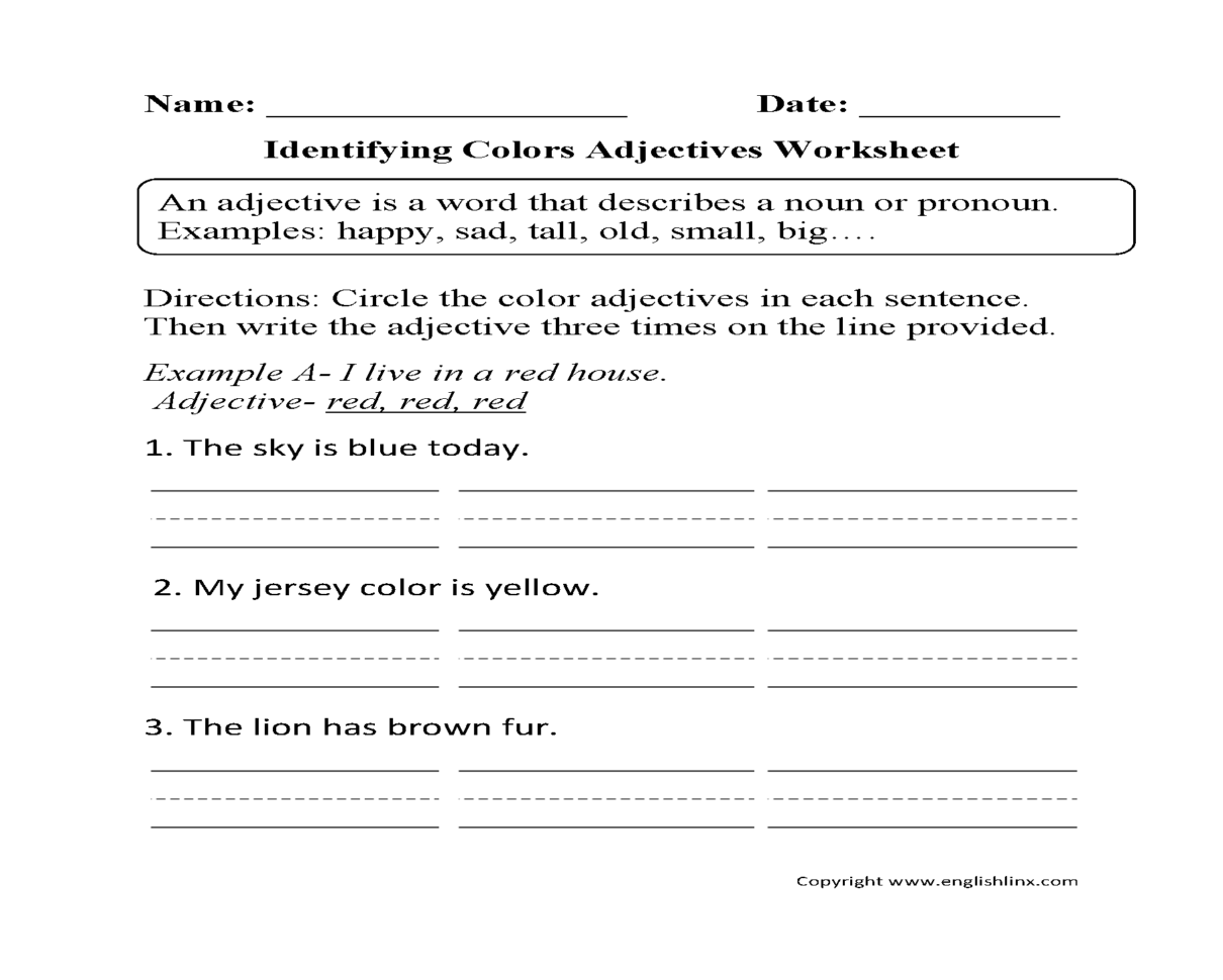 Adjectives Worksheets  Regular Adjectives Worksheets