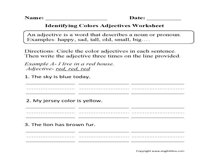 Adjectives Worksheets For Grade 4