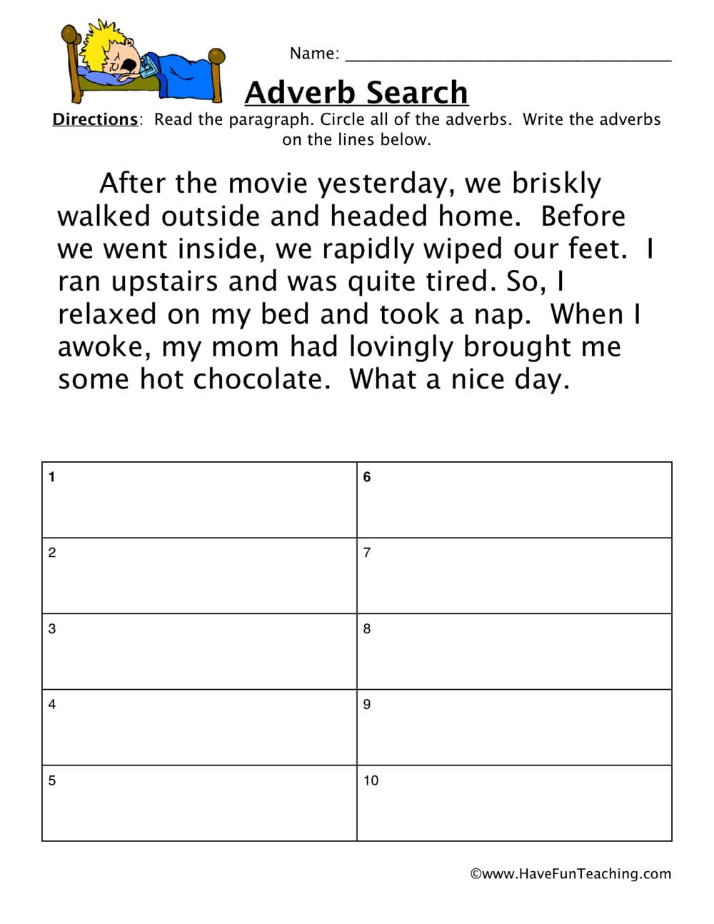 Adverb Movie Worksheet  Have Fun Teaching
