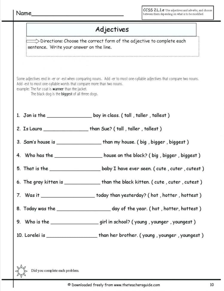 Adverb Worksheets 3Rd Grade For Print Math Worksheet For Kids — db ...