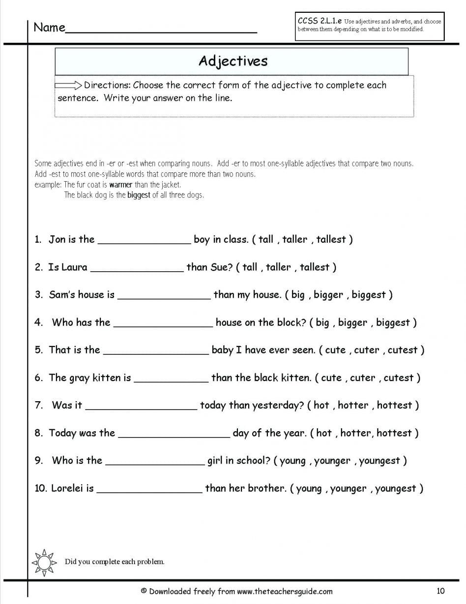 Adverb Worksheet For 3rd Grade