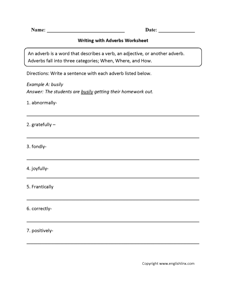 Adverb Worksheets 3Rd Grade Db excel
