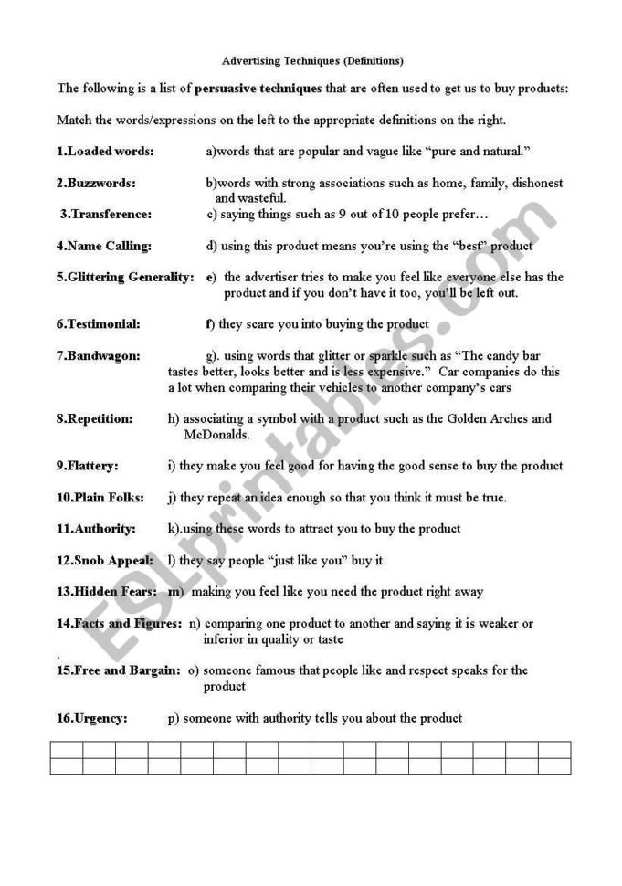 Advertisinonsumerismslogansmarketing  Esl Worksheet