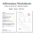 Affirmation Worksheets  Manifestation Law Of Attraction Motivational  Affirmations Printable Worksheet Digital Download