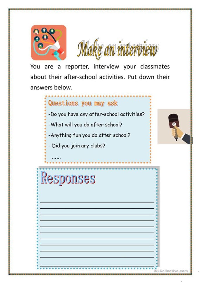 After School Activities  English Esl Worksheets