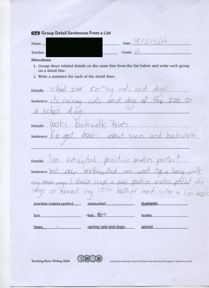 Science Worksheet Answers