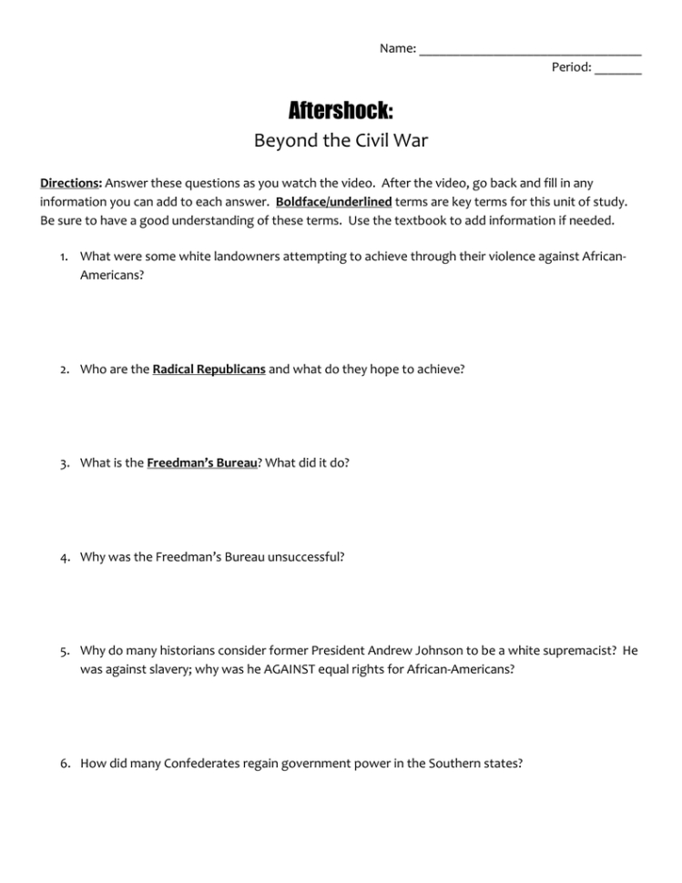 Aftershock Beyond The Civil R