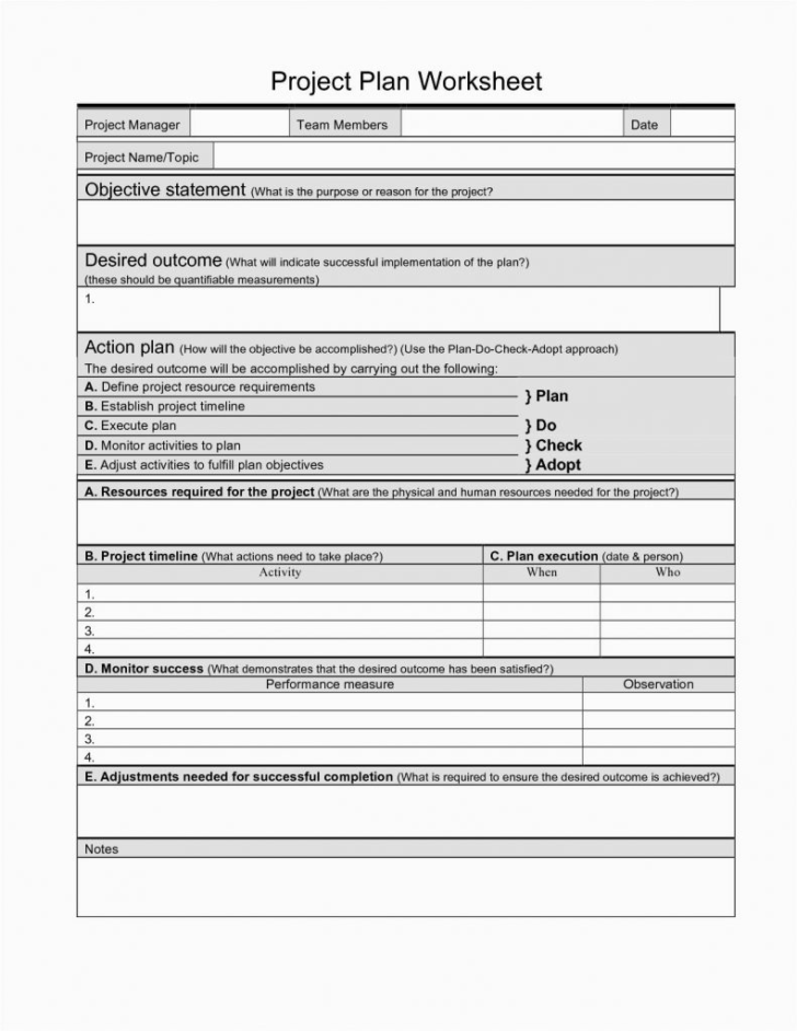 Project Planning Worksheet Template