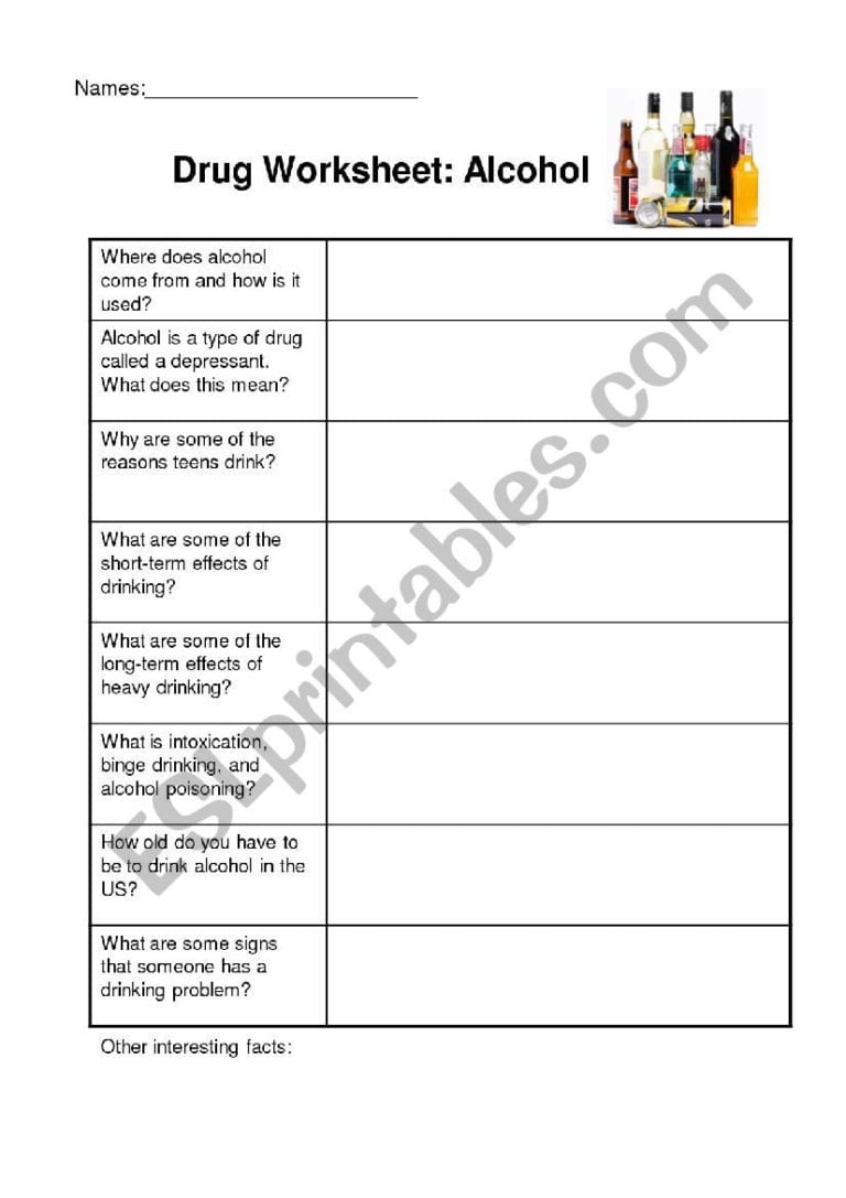 Effects Of Alcohol Worksheet — Db-excel.com