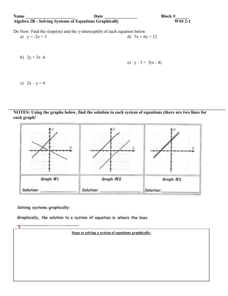 Alg 2B Unit 2  Sys Of Lin Eq Worksheets