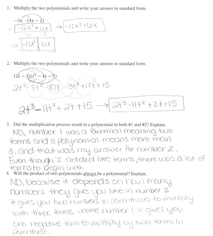 Multiplying Monomials And Polynomials Worksheet