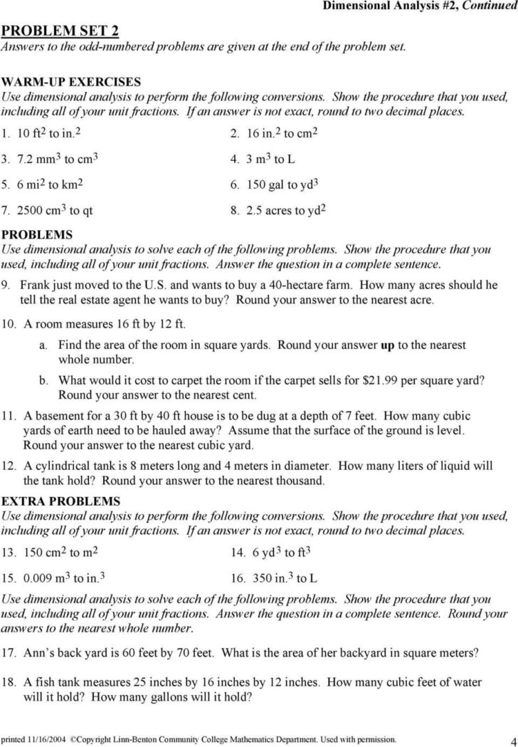 Algebra 1 Unit Conversion Worksheet Answers