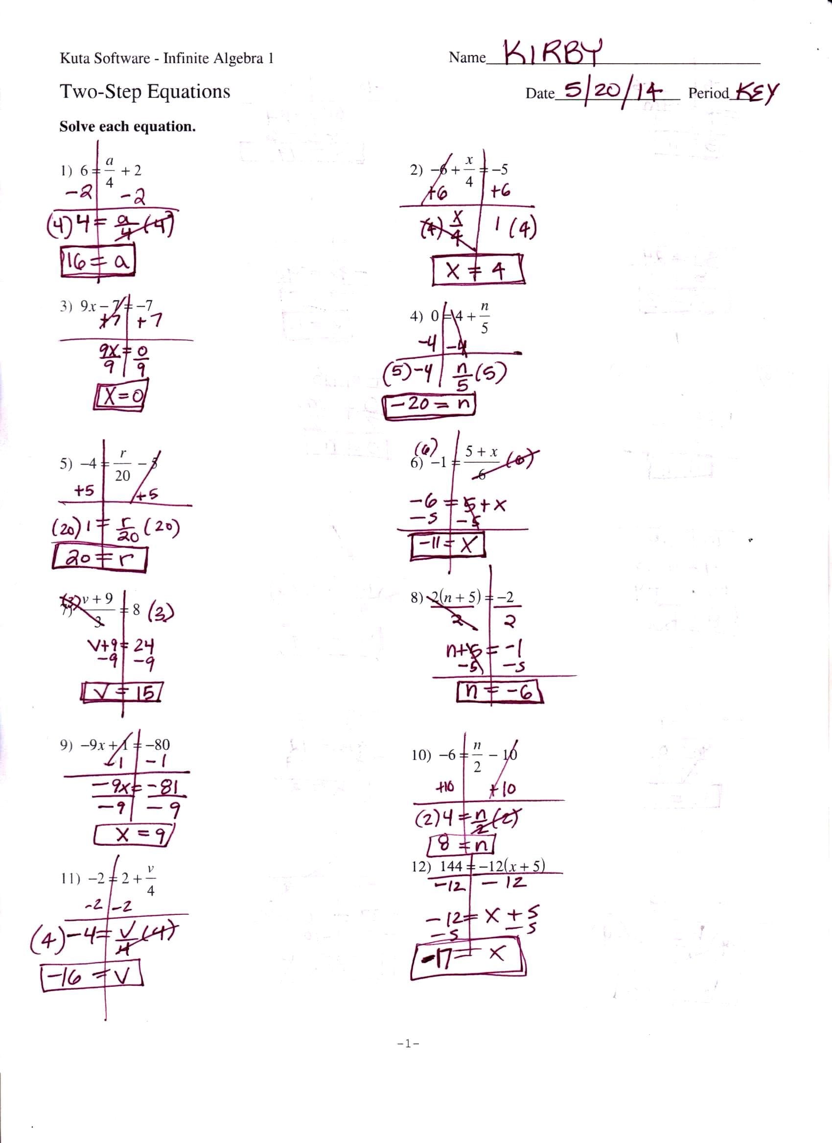 Algebra 1 Worksheets And Answer Key Db excel
