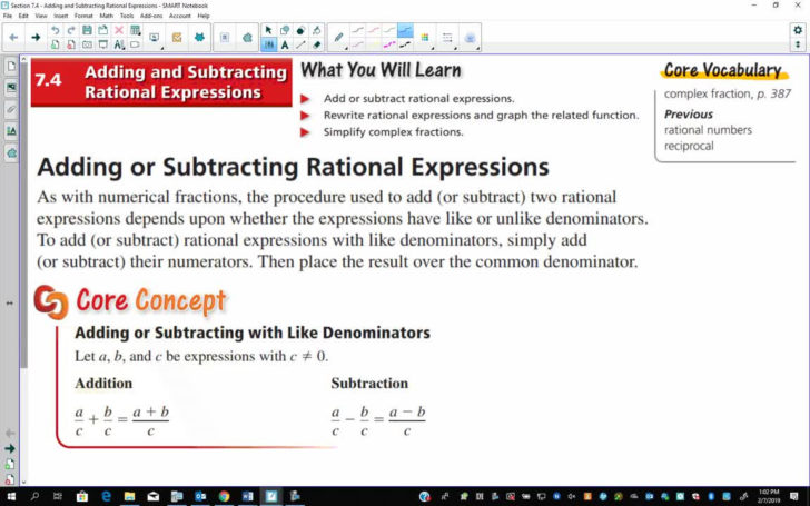 Adding And Subtracting Rational Expressions Worksheet
