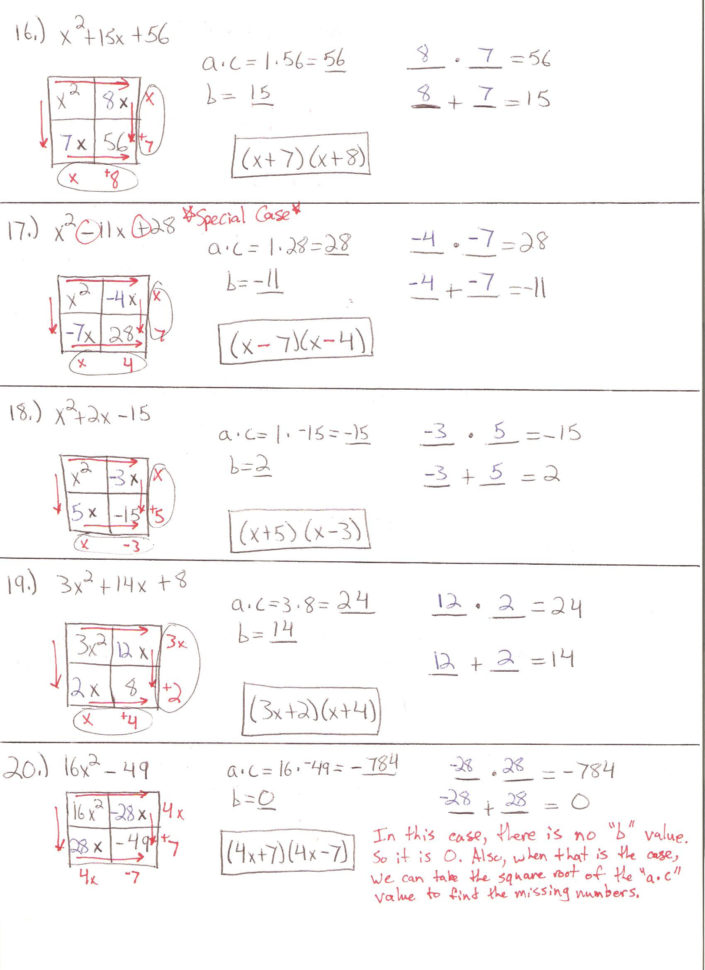 Algebra 2 Solving Quadratic Equations Worksheet Answers