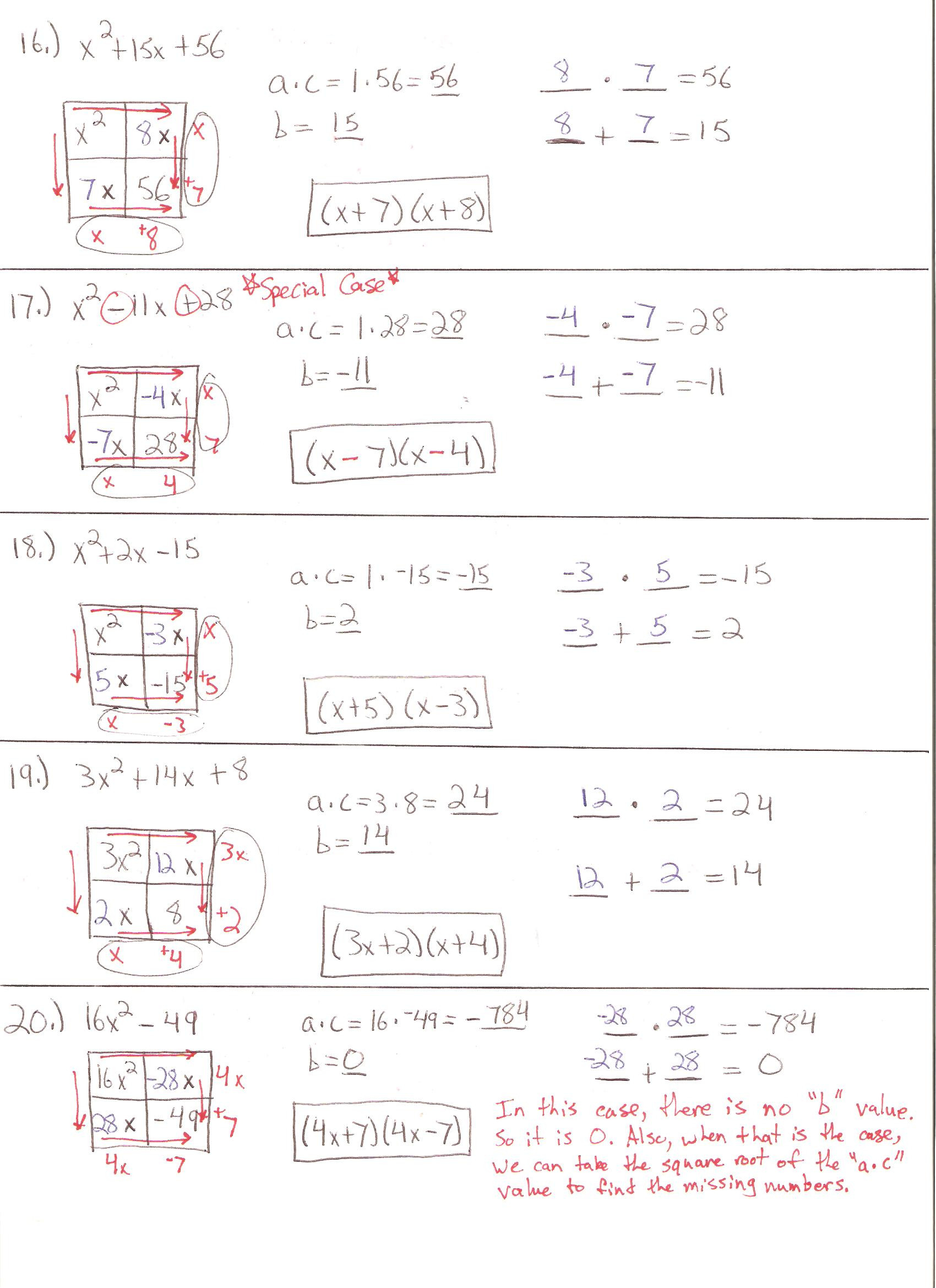 solving quadratic equations by factoring answer key