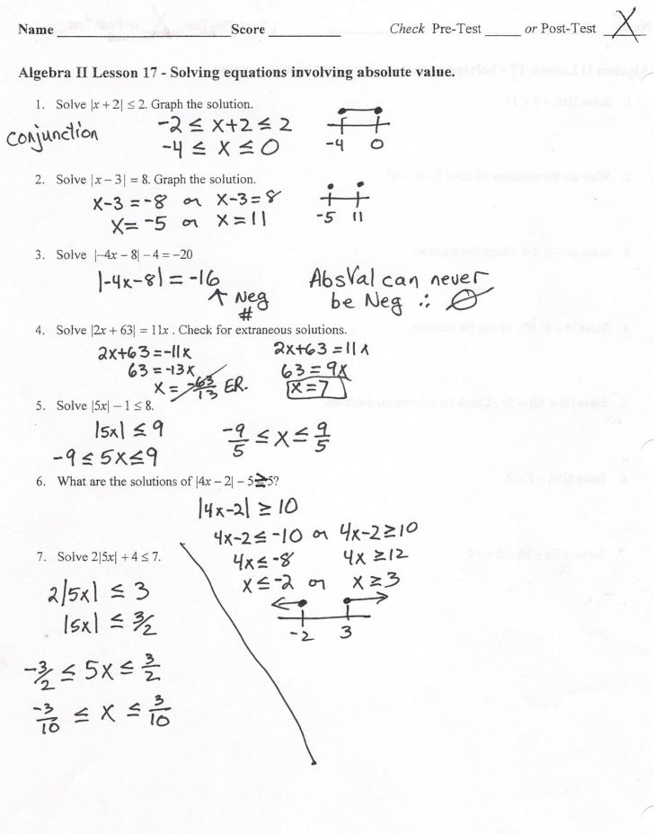 Algebra 2 Worksheets With Answer Key