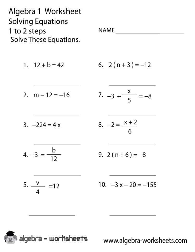 Algebra Equations Worksheets 9Th Grade  Free Worksheets