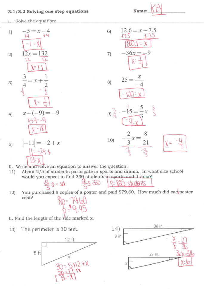 Course 3 Chapter 2 Equations In One Variable Worksheet Answers — db