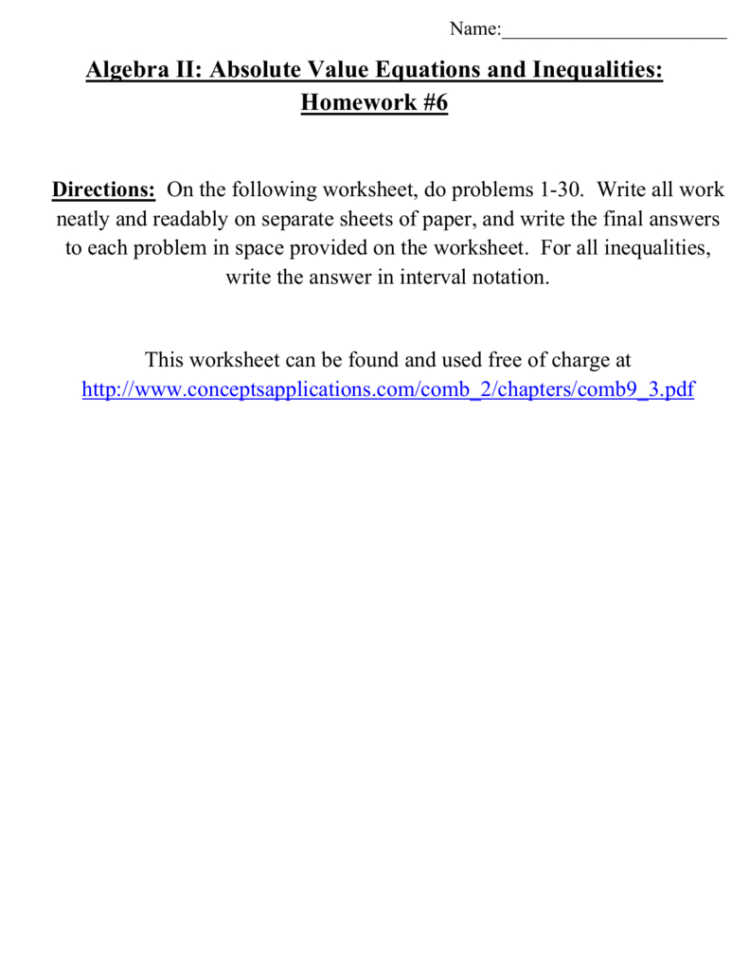 Algebra Ii Absolute Value Equations And Inequalities