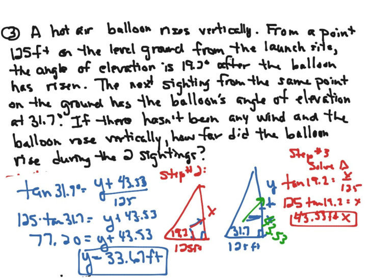 Trig Word Problems Worksheet Answers