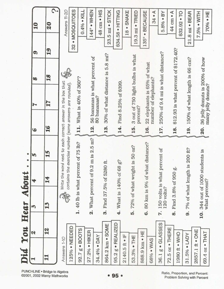Algebra With Pizzazz Worksheet Answers