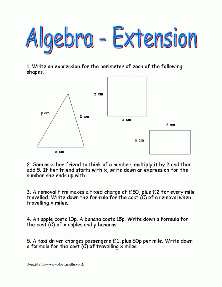 Algebraic Expressions  Free Worksheets Powerpoints And Other
