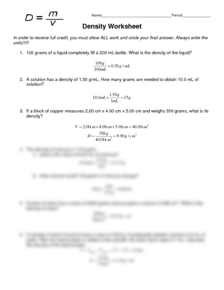 All 36 Density Worksheet Hd Llpapers  Ll17