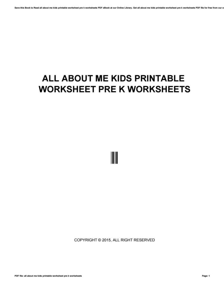 All About Me Kids Printable Worksheet Pre K Worksheets