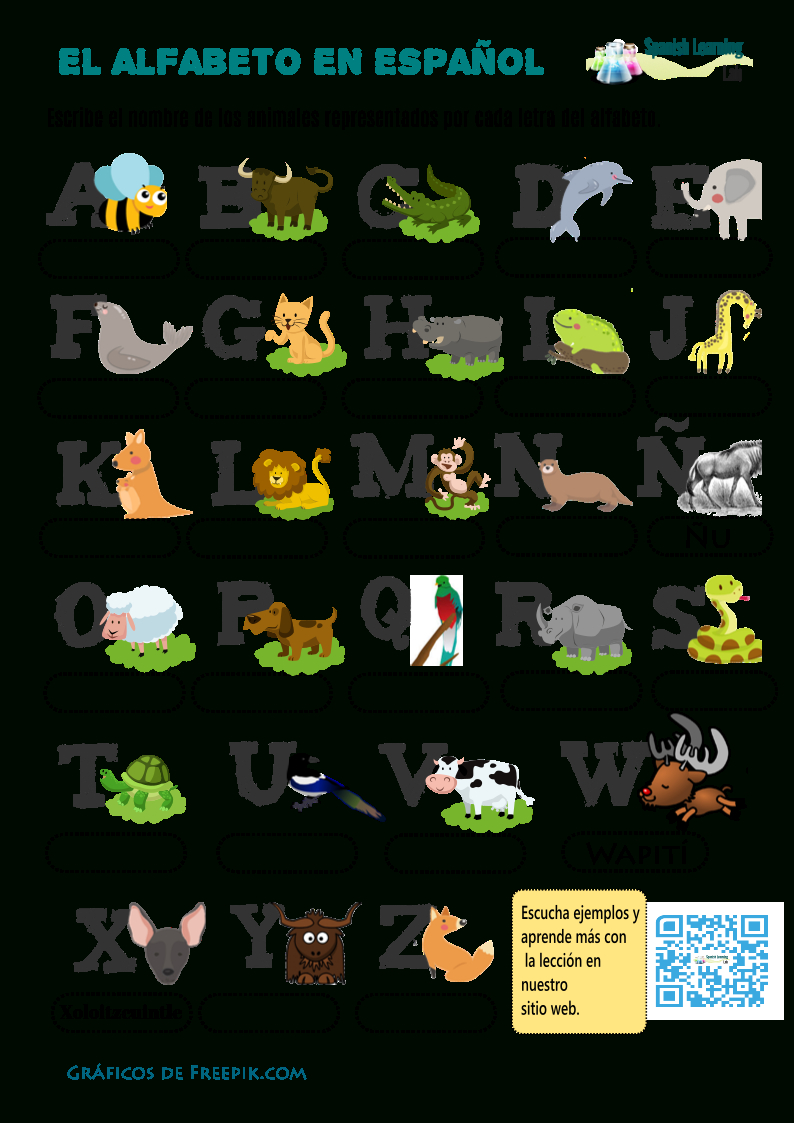 Alphabet In Spanish With Animals Worksheet  Pdf