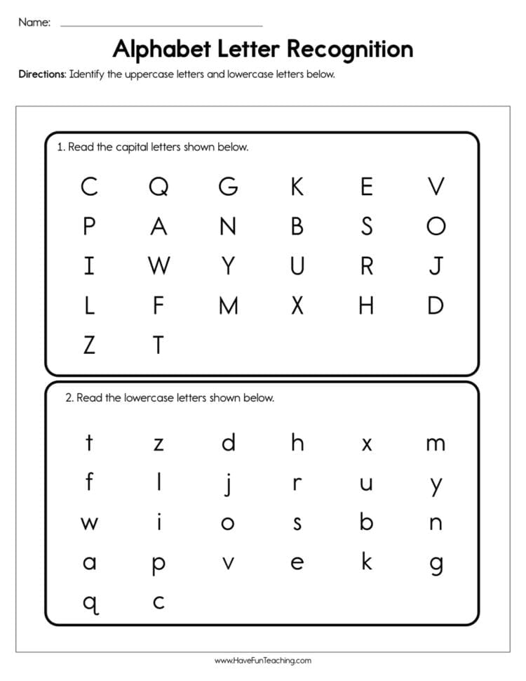 Alphabet Letter Recognition Assessment  Have Fun Teaching