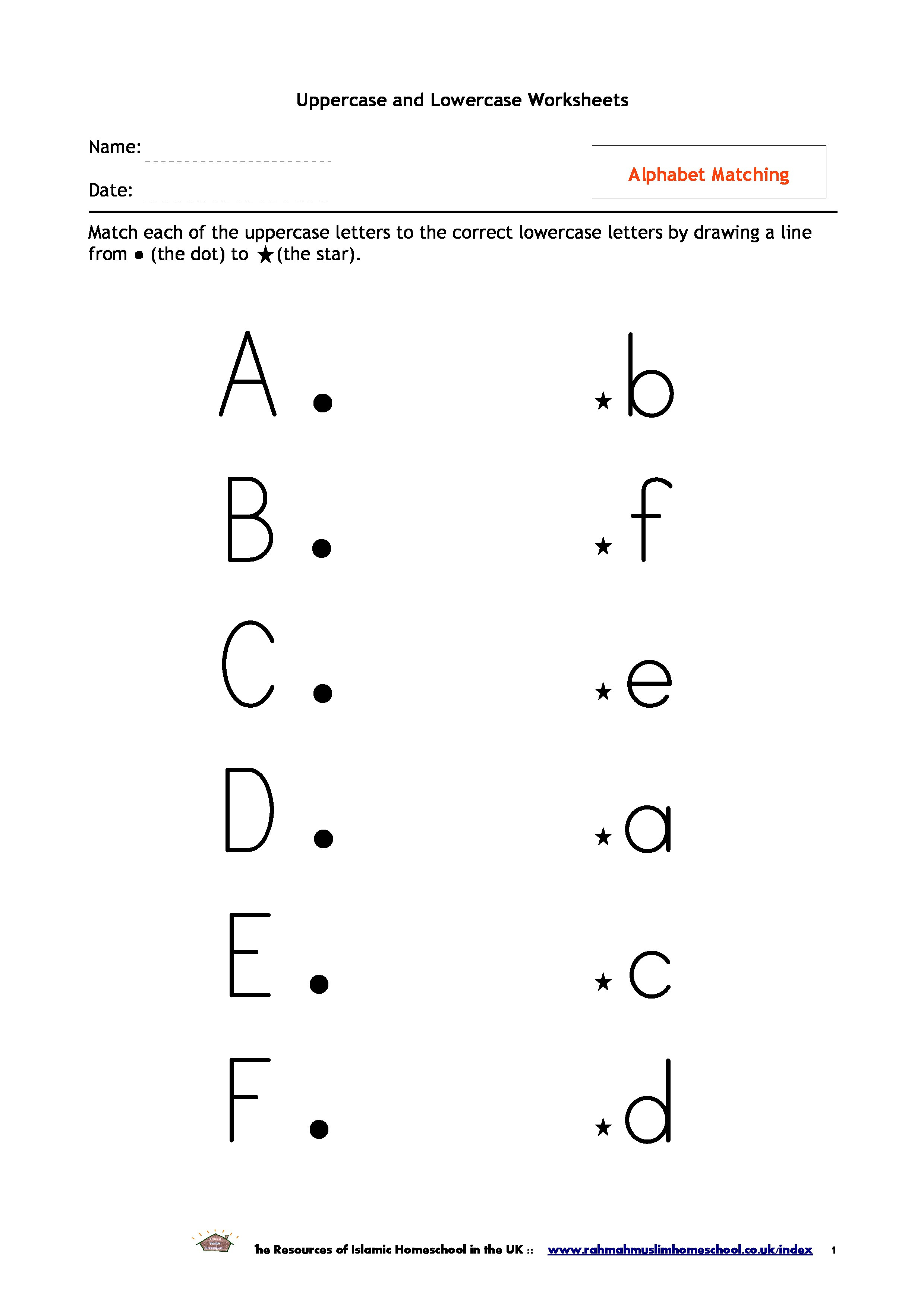 Alphabet Matching Worksheets  The Resources Of Islamic