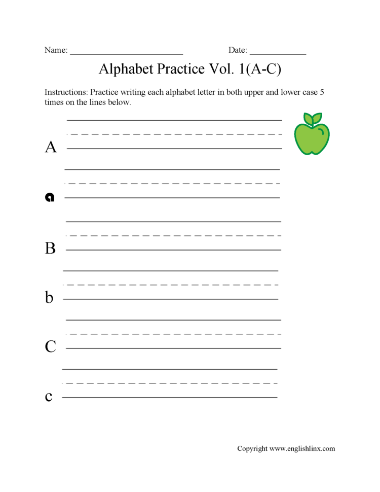 Alphabet Worksheets  Writing The Alphabet Worksheets