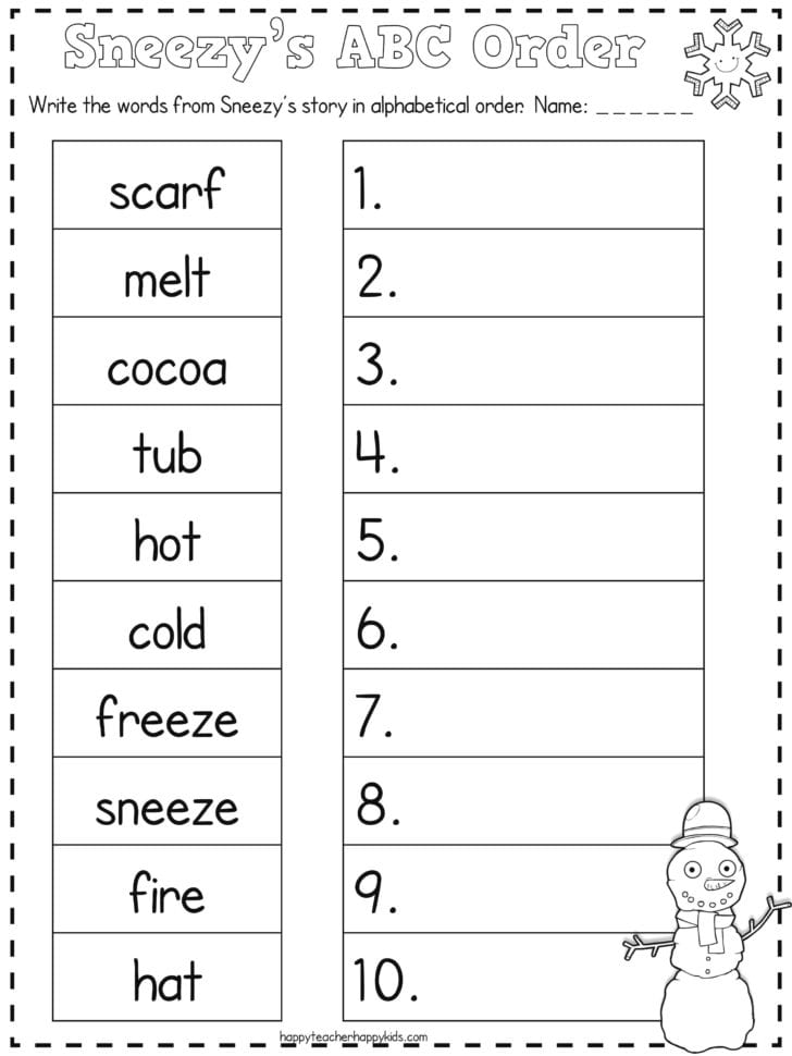 Downloadable Alphabetical Order Worksheets Pre School Activity Sheet 