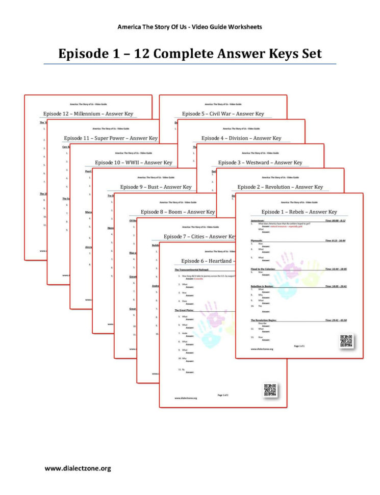 America The Story Of Us  Complete Worksheets Atsouep112
