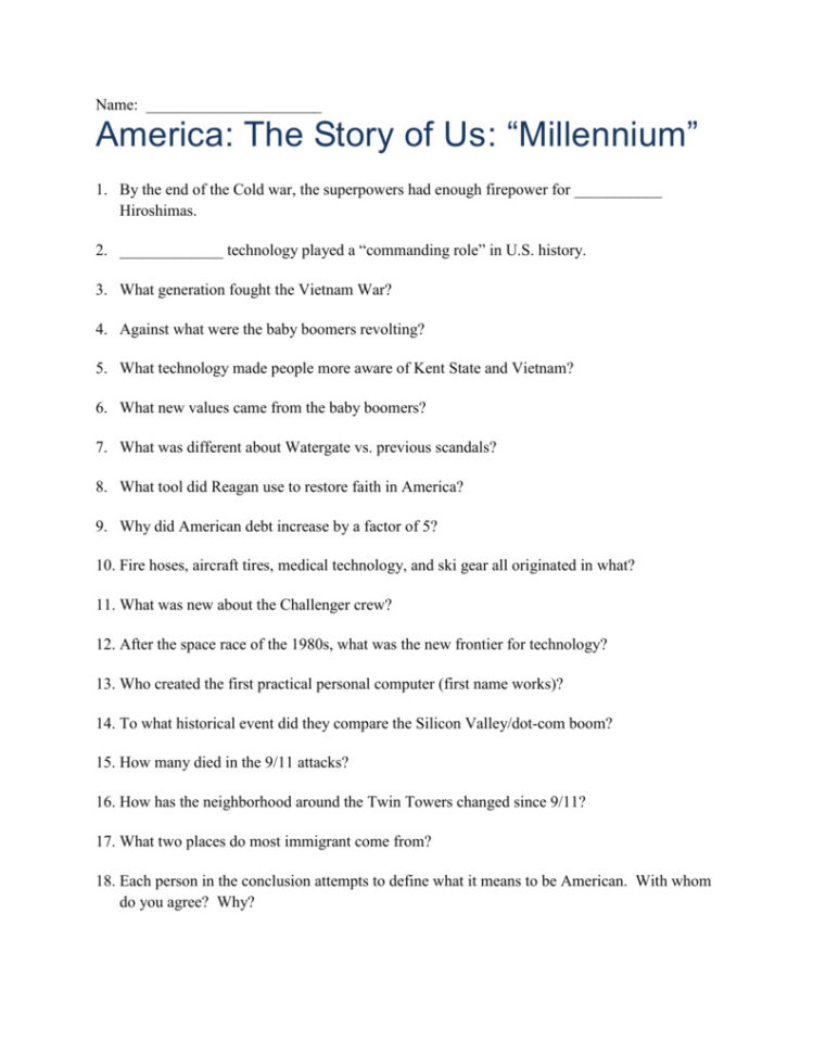 America The Story Of Us Millennium Worksheet Answers Monthly