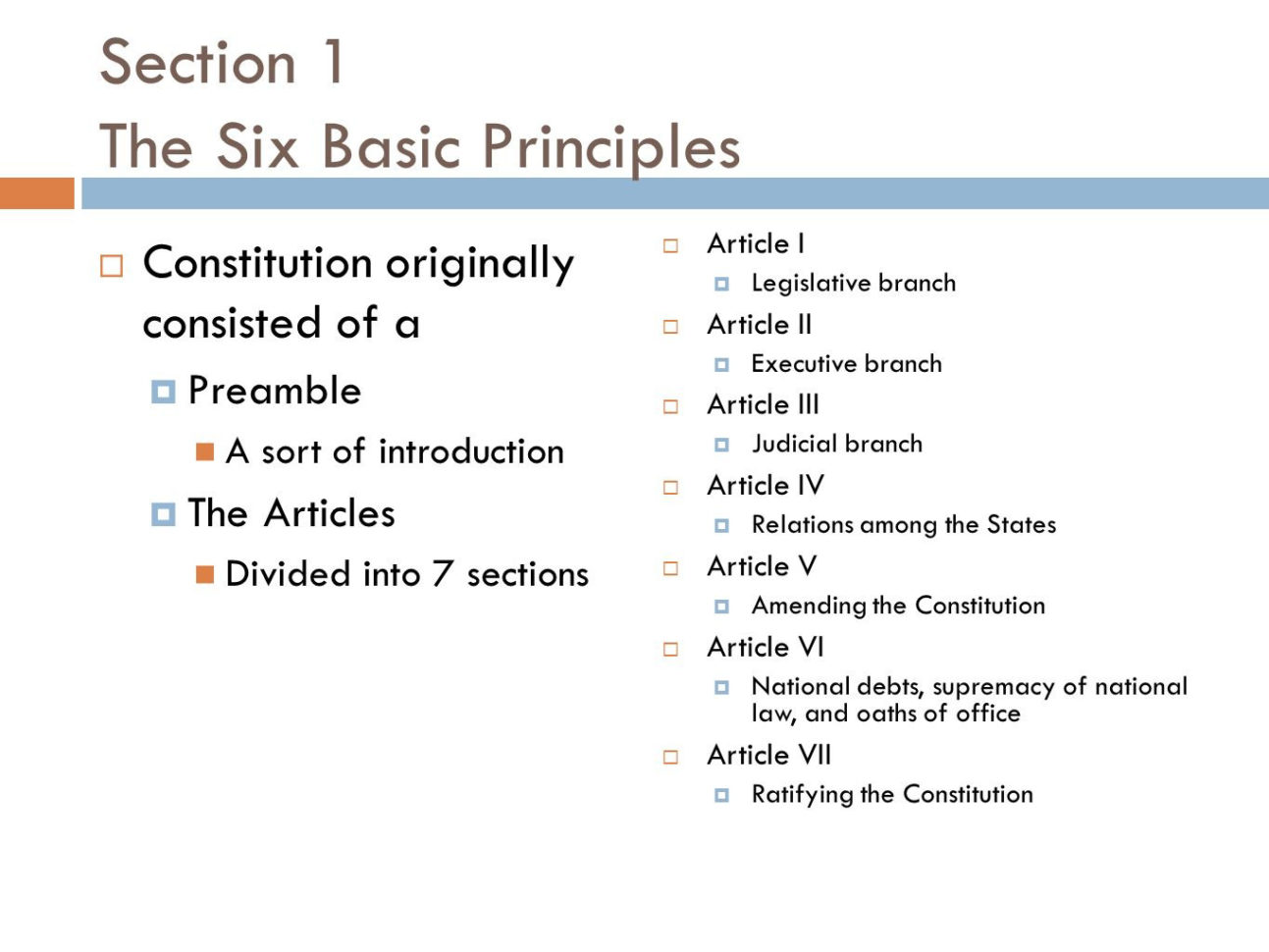 American Ernment Chapter 3 The Constitution Section 1