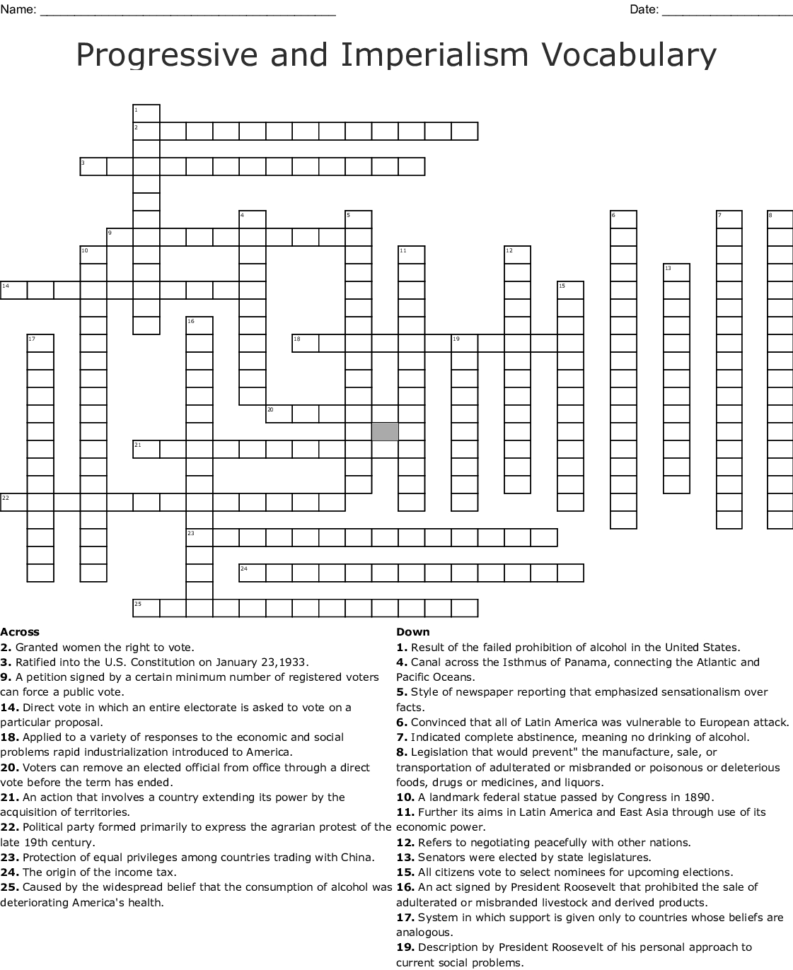 American Imperialism Crossword  Word