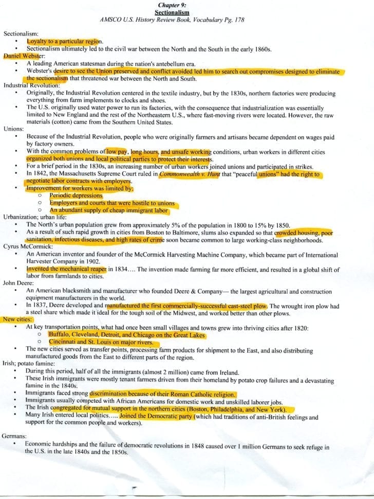 Amsco Chapter 9  Ap United States History Help