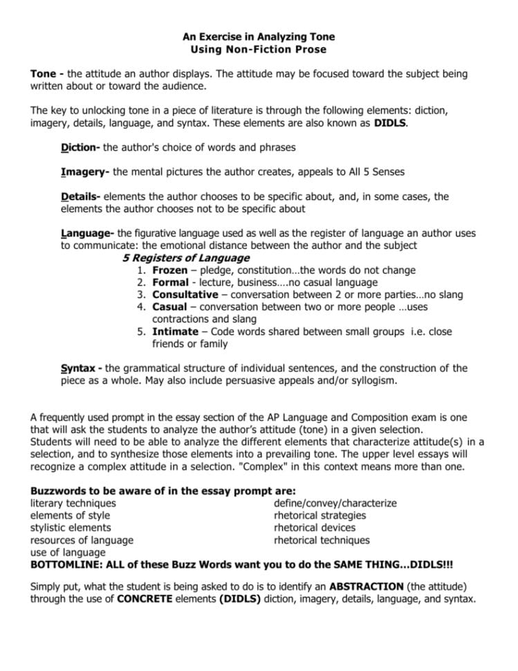 An Exercise In Analyzing Tone