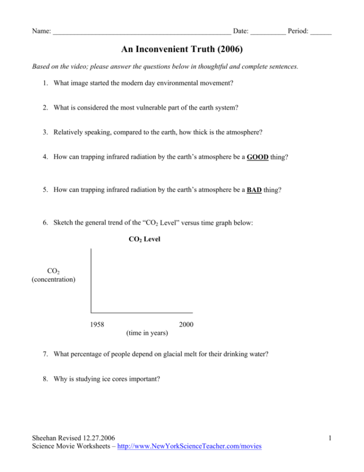 An Inconvenient Truth Worksheet