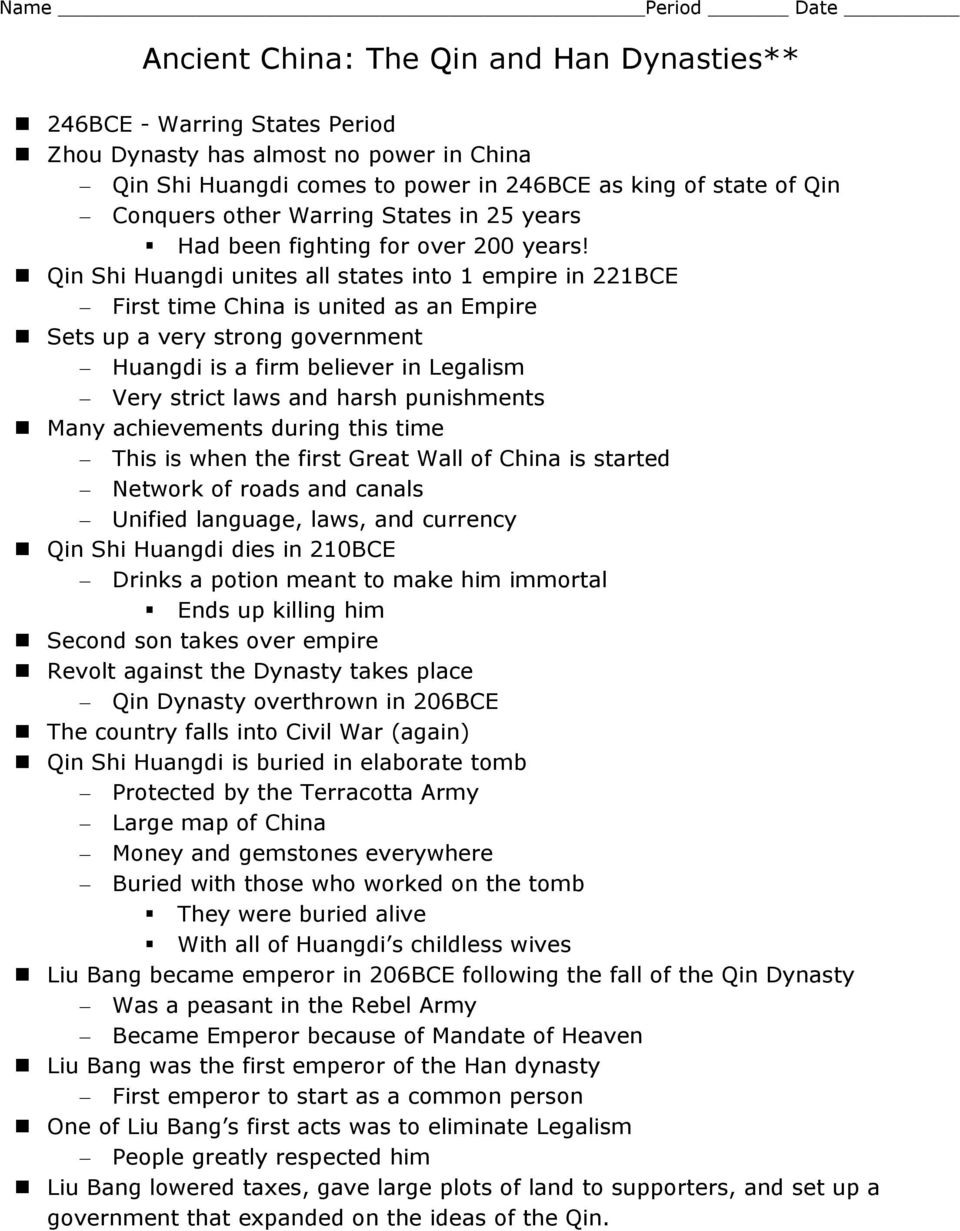Ancient China The Qin And Han Dynasties  Pdf