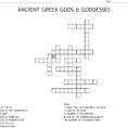 Ancient Greek Gods  Goddesses Crossword  Word