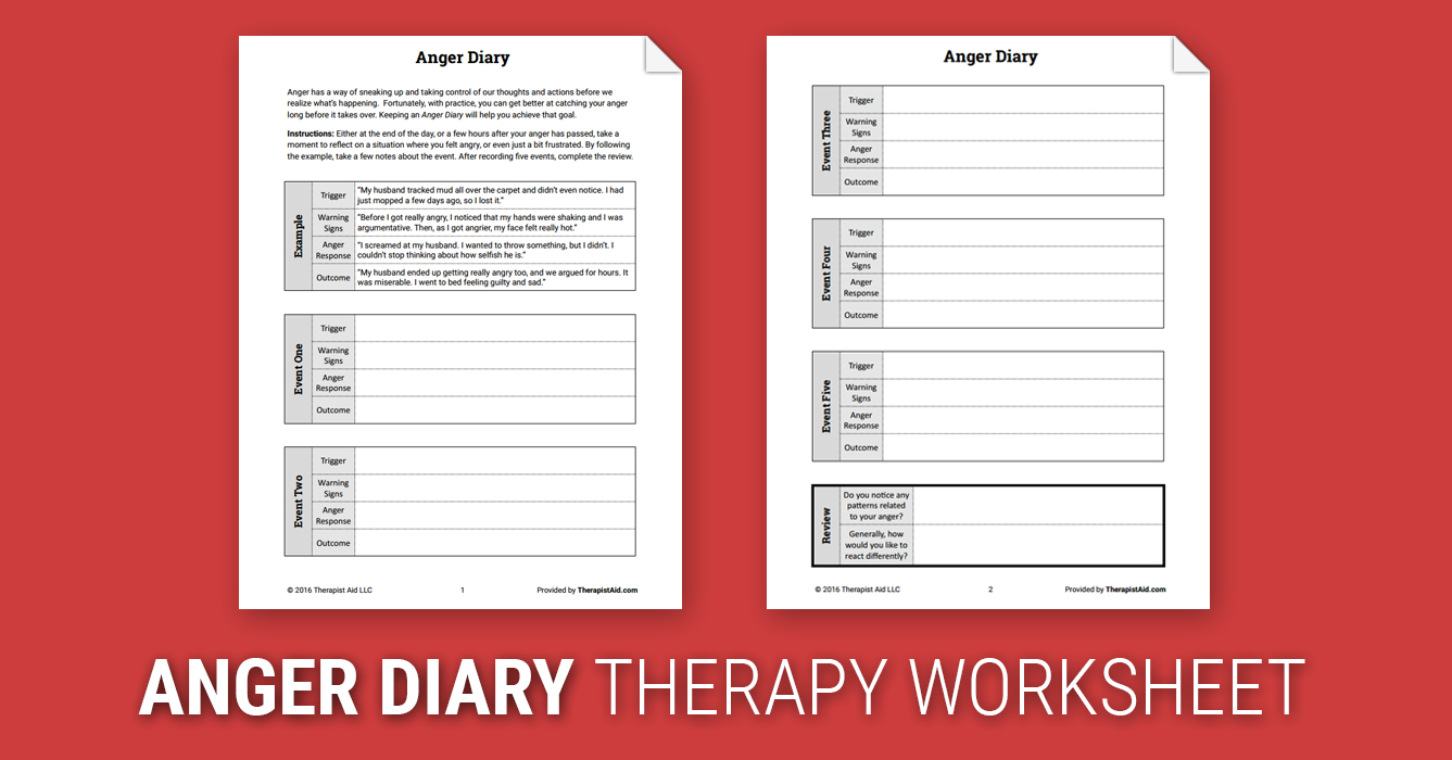 Anger Diary Worksheet  Therapist Aid