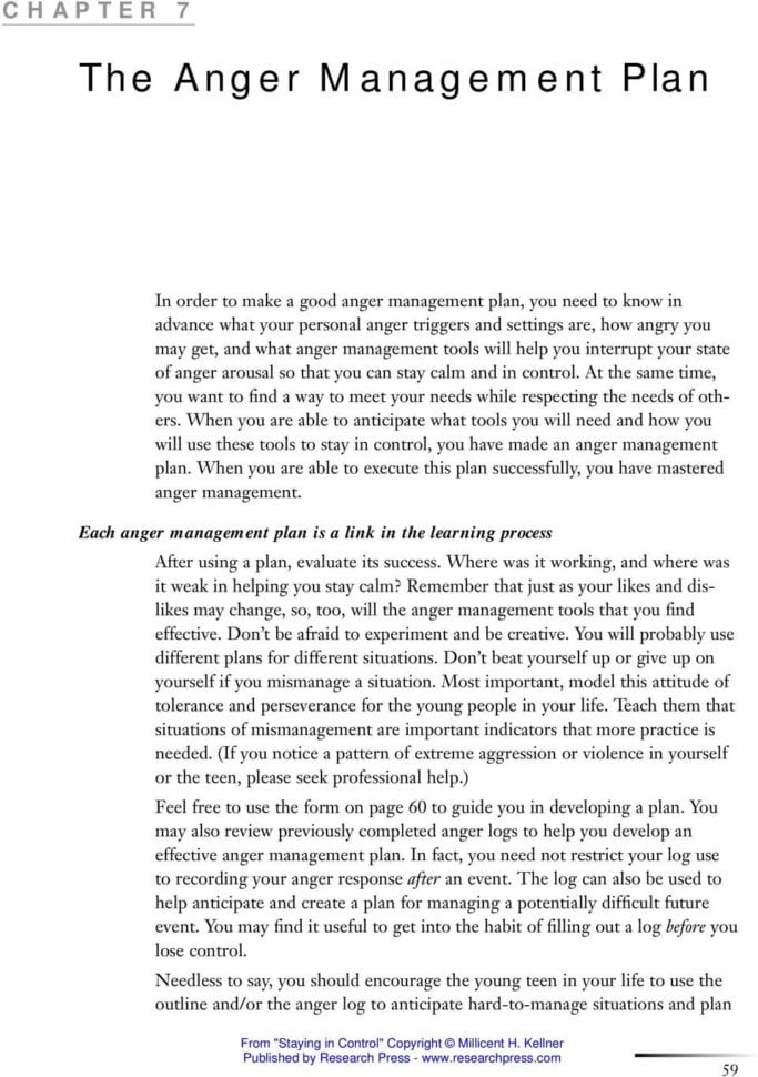 Anger Management An Worksheet For Youth Treatment