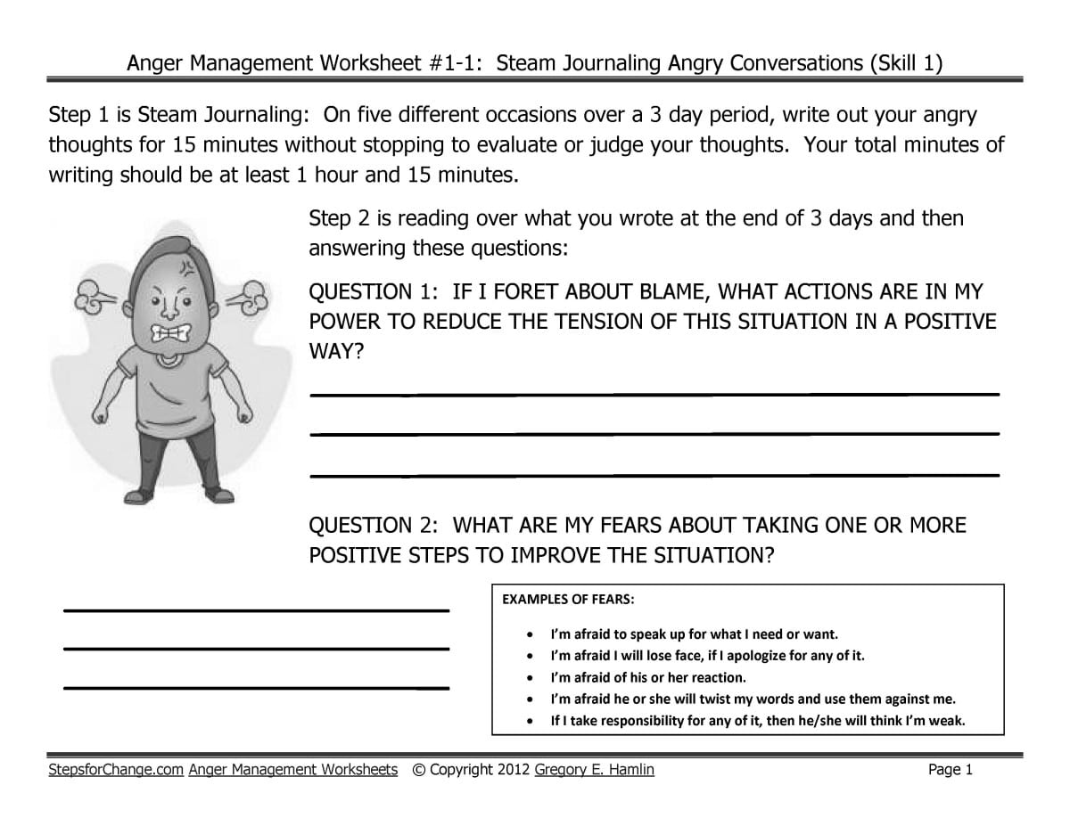 Anger Management Worksheet 11 Steam Journaling Angry
