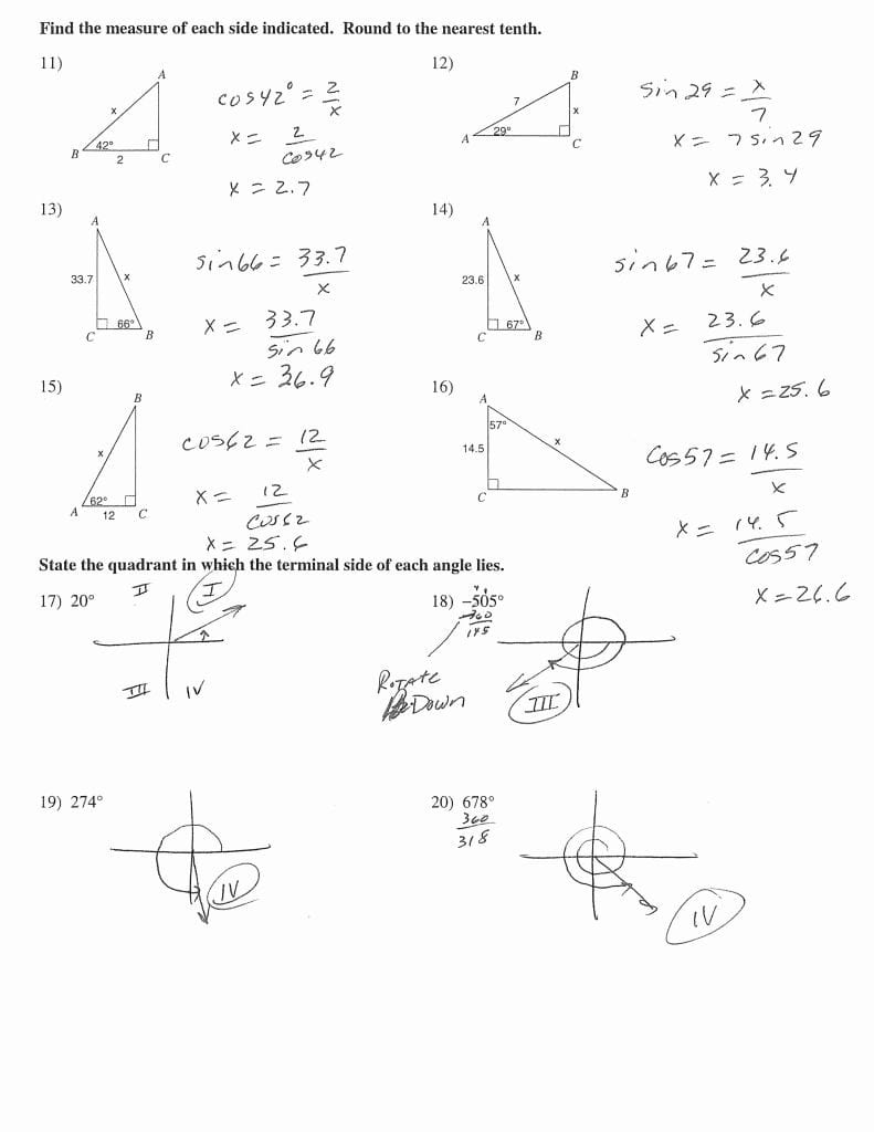 Angle Of Elevation And Depression Worksheet With Answers