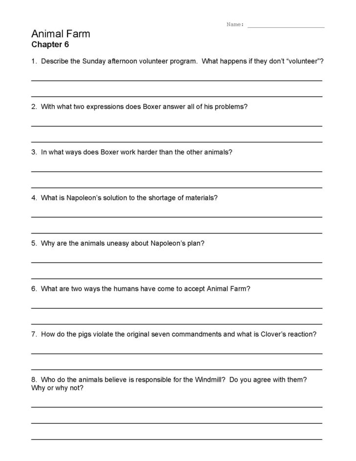Animal Farm Chapter 7 Worksheet Answers