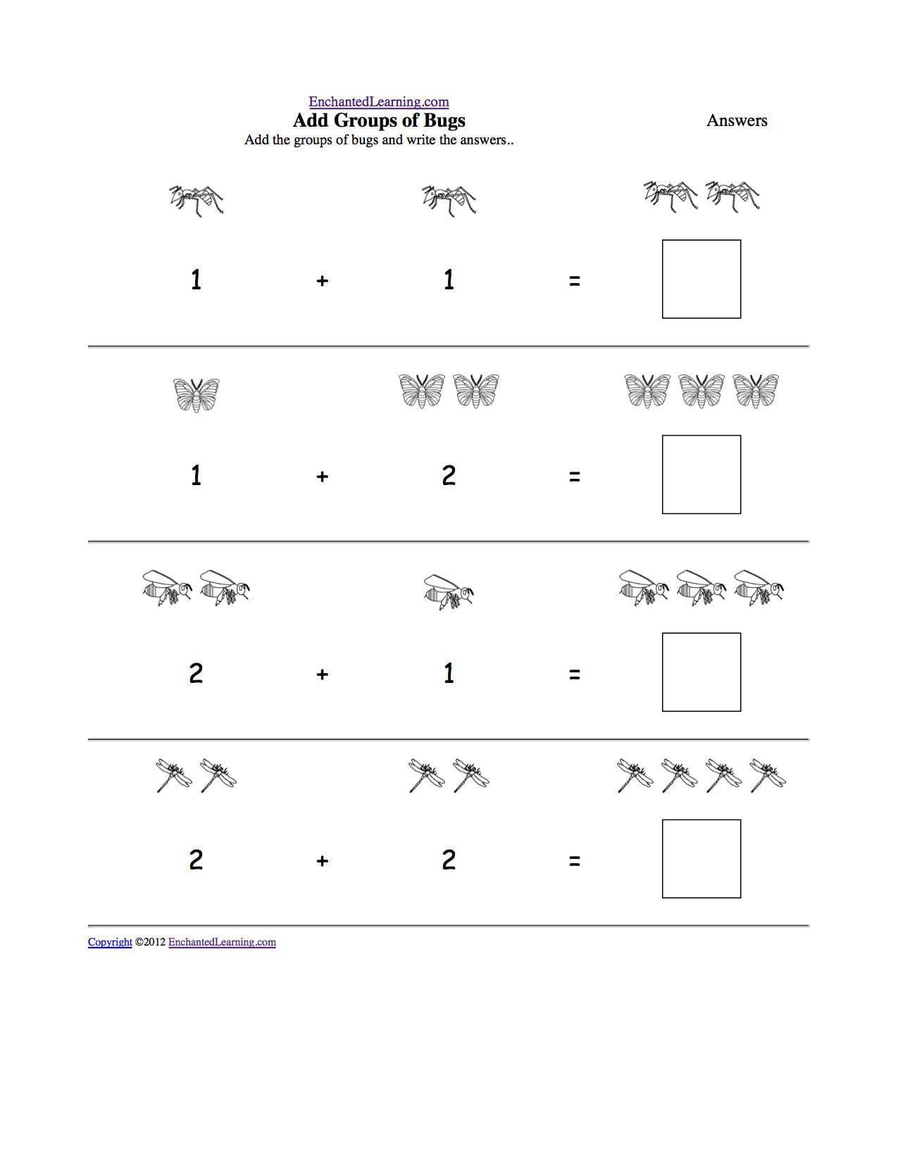 Animal Math Worksheets At Enchantedlearning