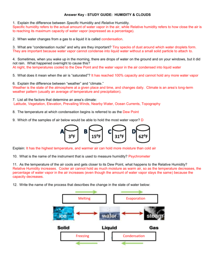 Relative Humidity And Dew Point Worksheet Answer Key — db-excel.com